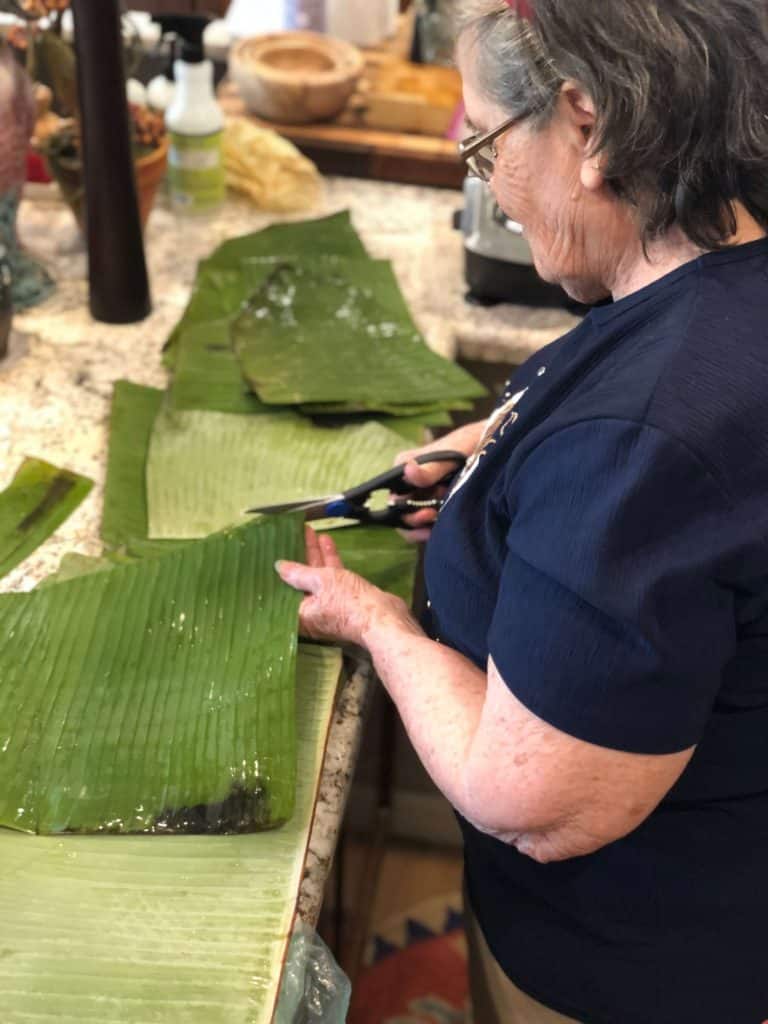 Pasteles de Pork, Green Bananas, Plantains and Yautía con Achiote