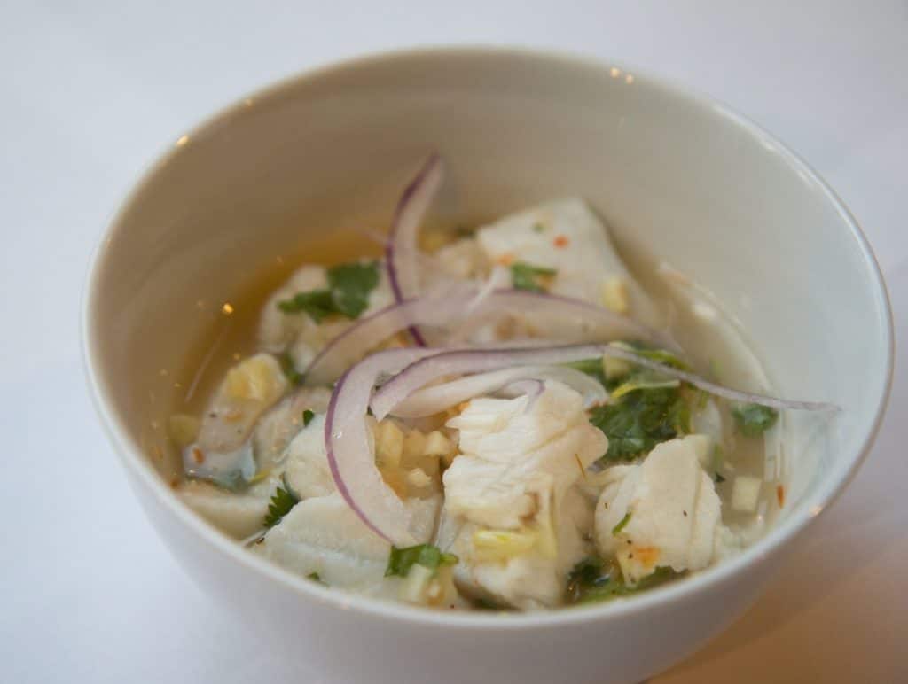 Recipe for Peru Fish Ceviche with Lime, Red Onion and Ají Sauce