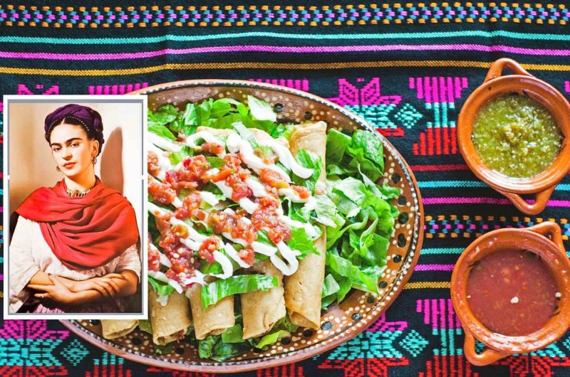 Frida Kahlo’s Red and Green Chicken Flautas 