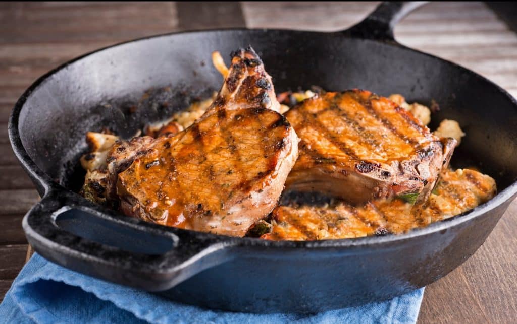 pork chops with arroz con guandules