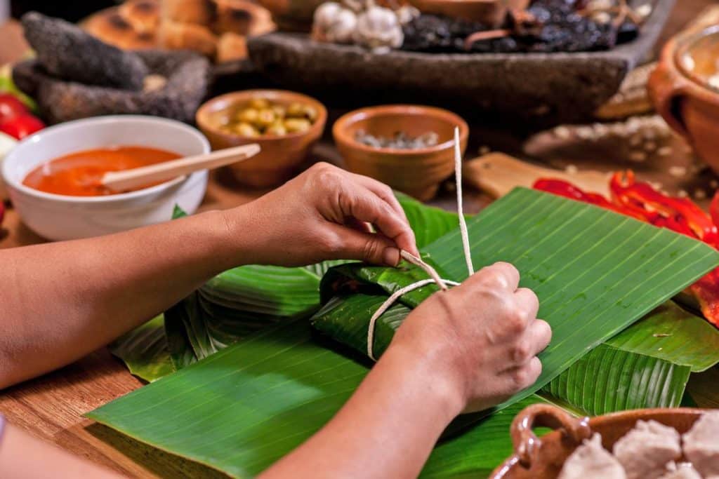 Tamales tying