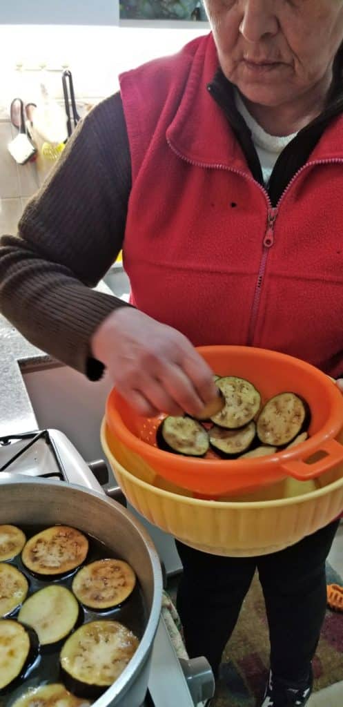 Salting the eggplant slices