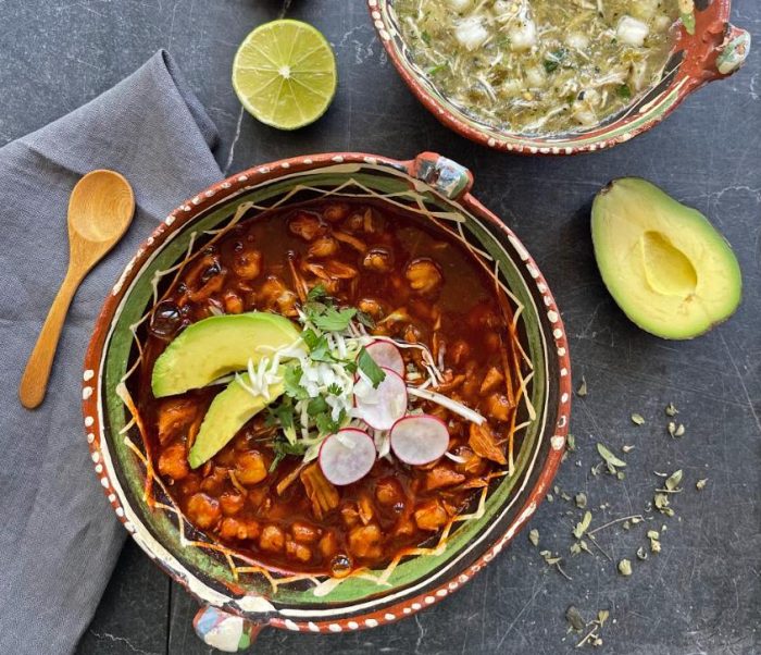 pozole red and green