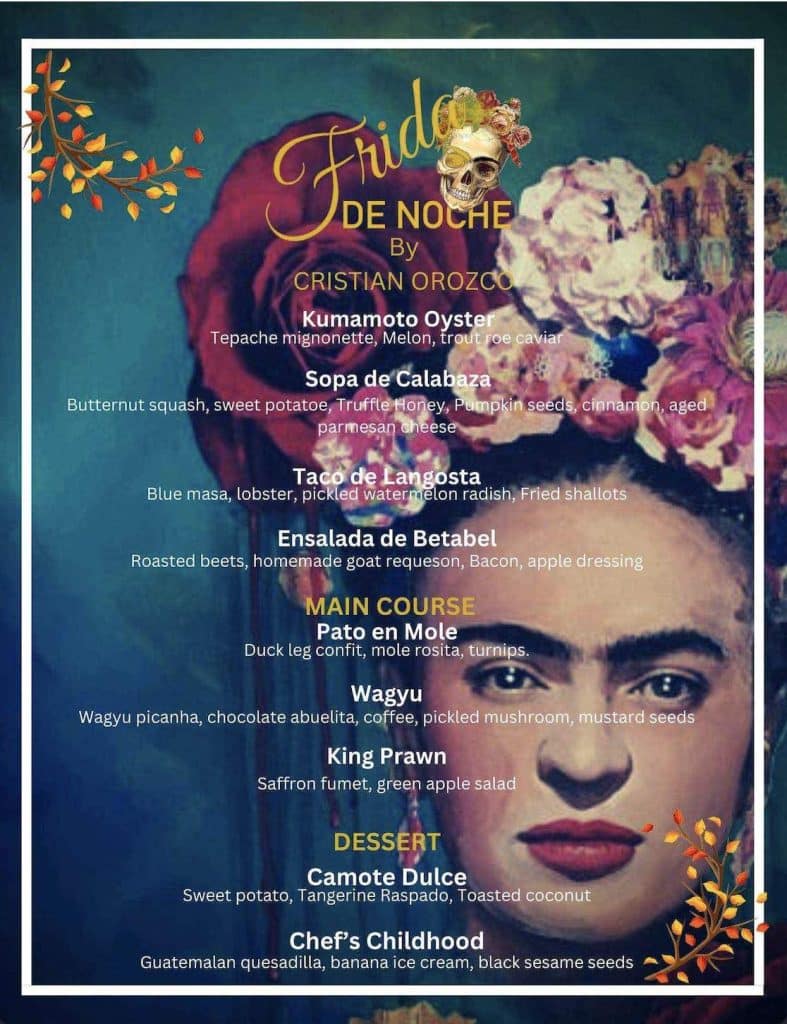 Frida Room Fall menu
