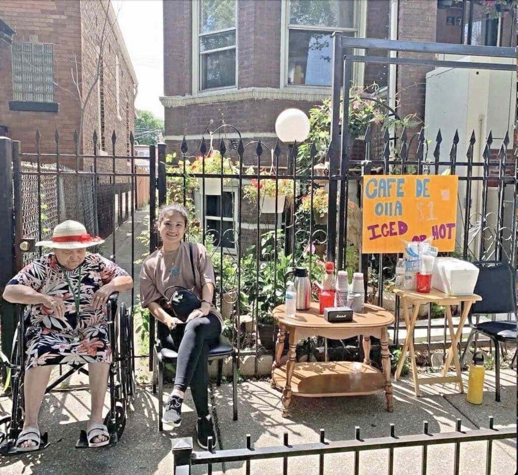 Vivi and her abuela selling croundas in Little Village