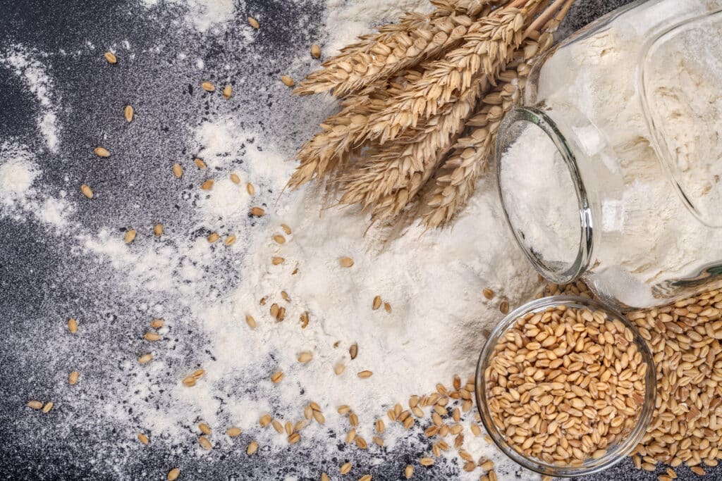 Wheat flour and grain