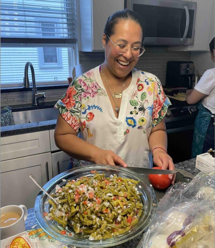 Nopalitos and jalapeños salad made by Sagra Gonzalez