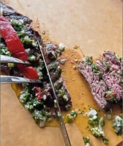Churrasco with chimichurri is a favorite dish in Argentina.